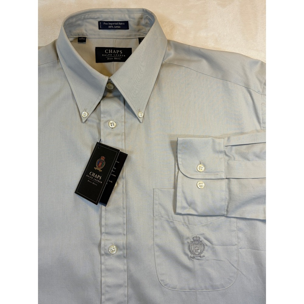 Chaps Gray Vintage Deadstock Cotton Dress Shirt Mens 15 32/33 NWT